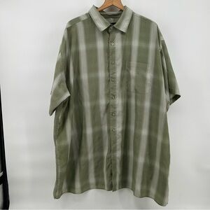 George Foreman Shirt Mens 3X Big Green Textured Stripe Button Down Relaxed
